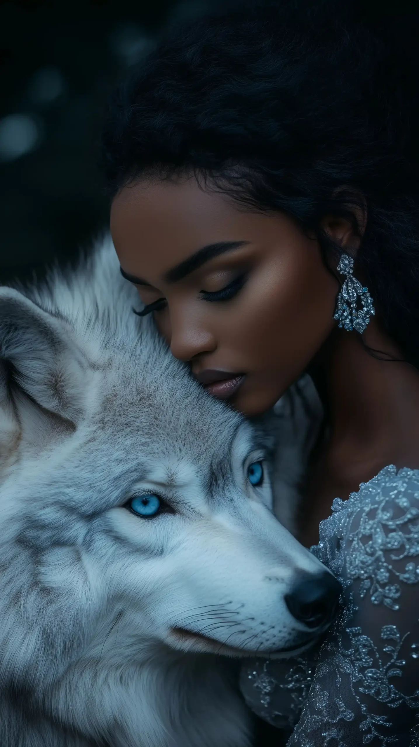 Nigerian Queen with Wolf Midjourney提示词