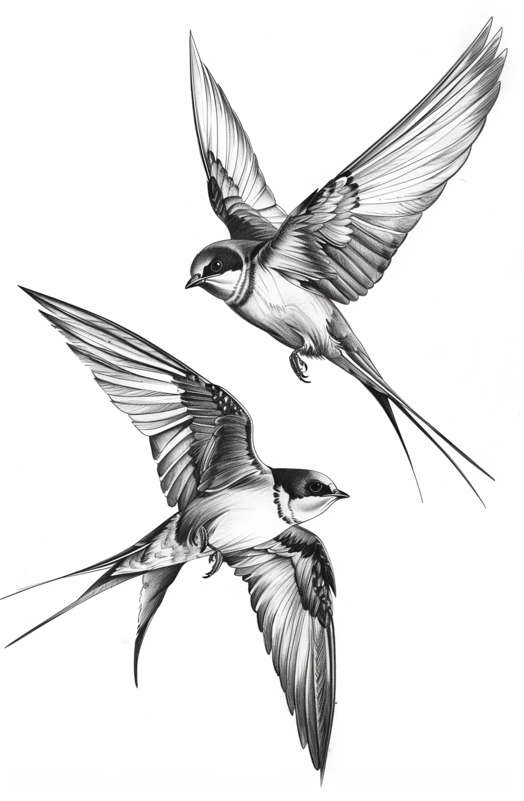 Minimalist Swallows in Flight Midjourney提示词