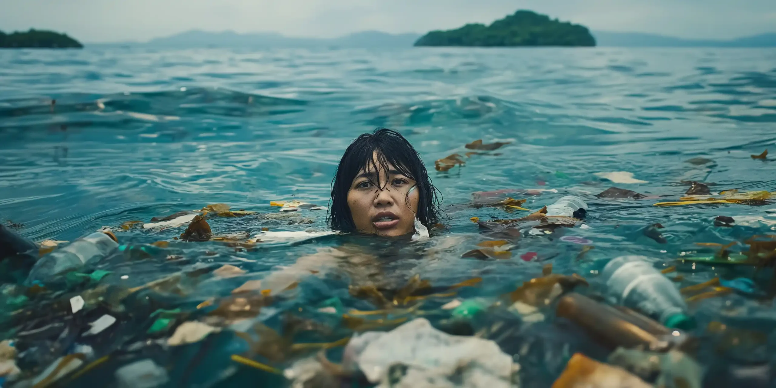 Plastic Pollution Portrait Midjourney提示词