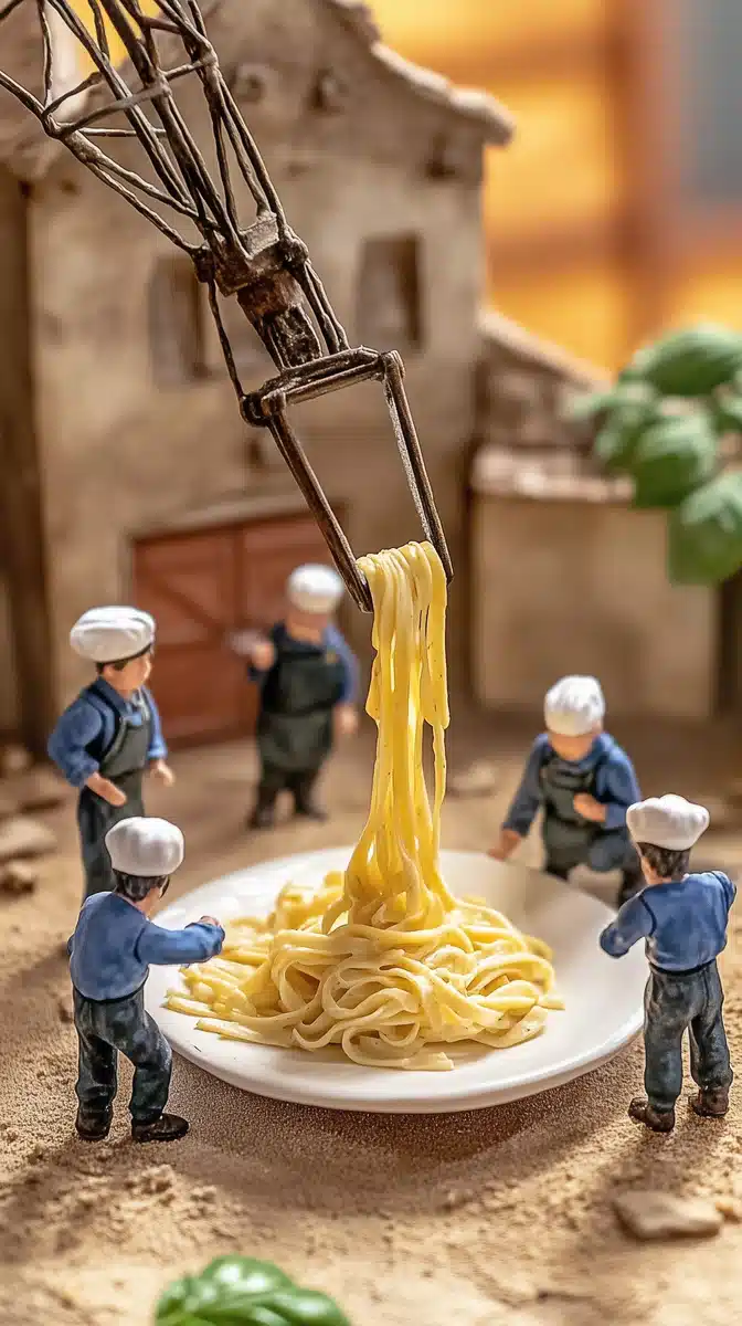 Miniature Chefs with Pasta Midjourney提示词