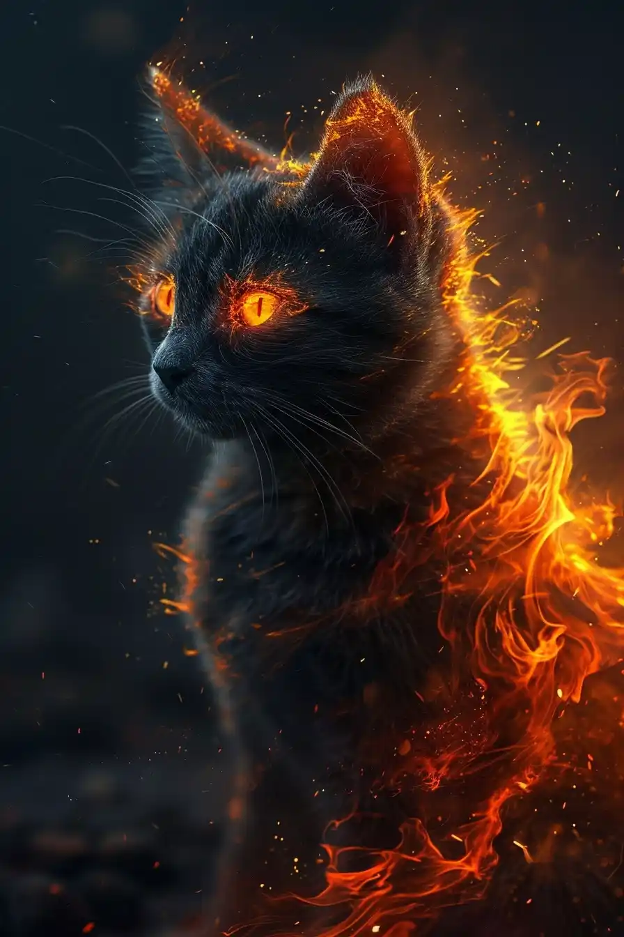 Fiery Feline Dreamscape Midjourney提示词