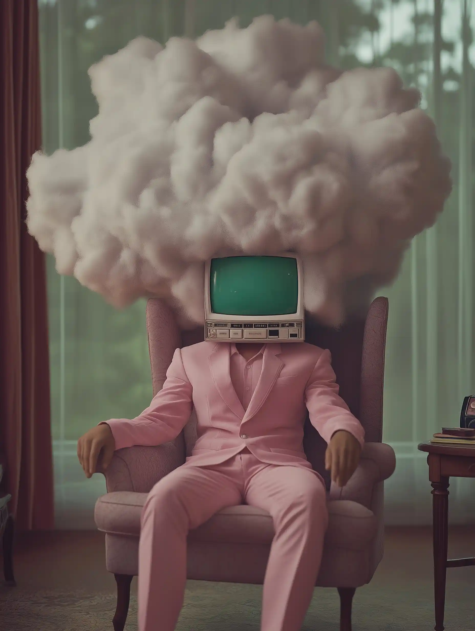 Surreal Man in Clouds Midjourney提示词
