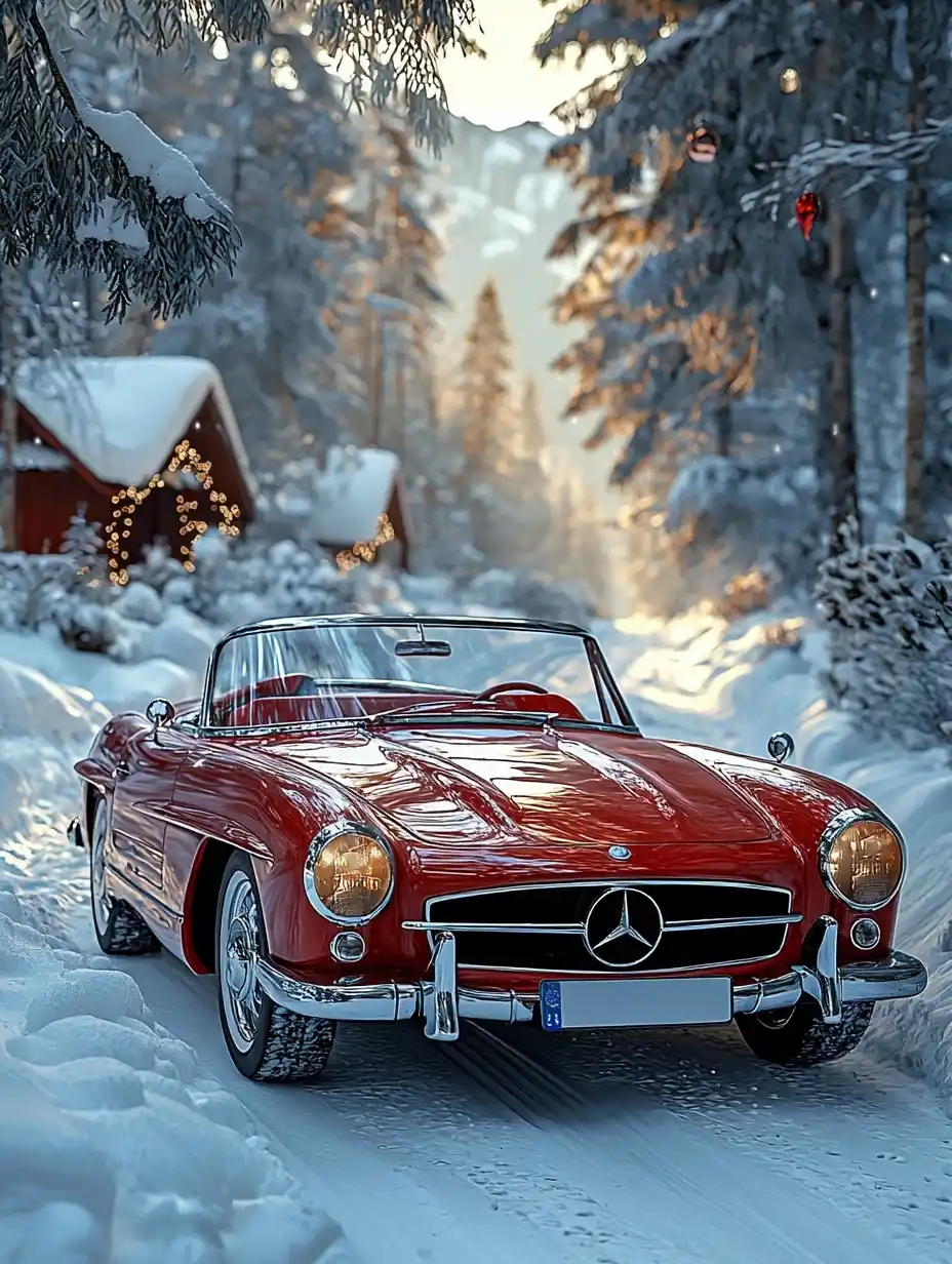 Photorealistic Winter Car Scene Midjourney提示词