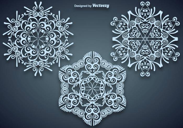 向量集的华丽的大蓝色雪花
