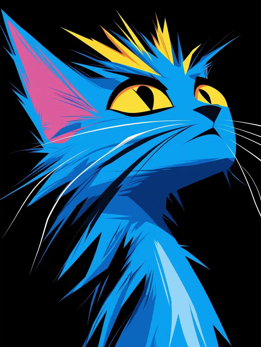 Sinister Feline Silhouette Illustration Midjourney提示词
