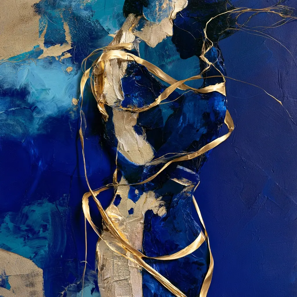 Abstract Figurative Golden Embrace Midjourney提示词
