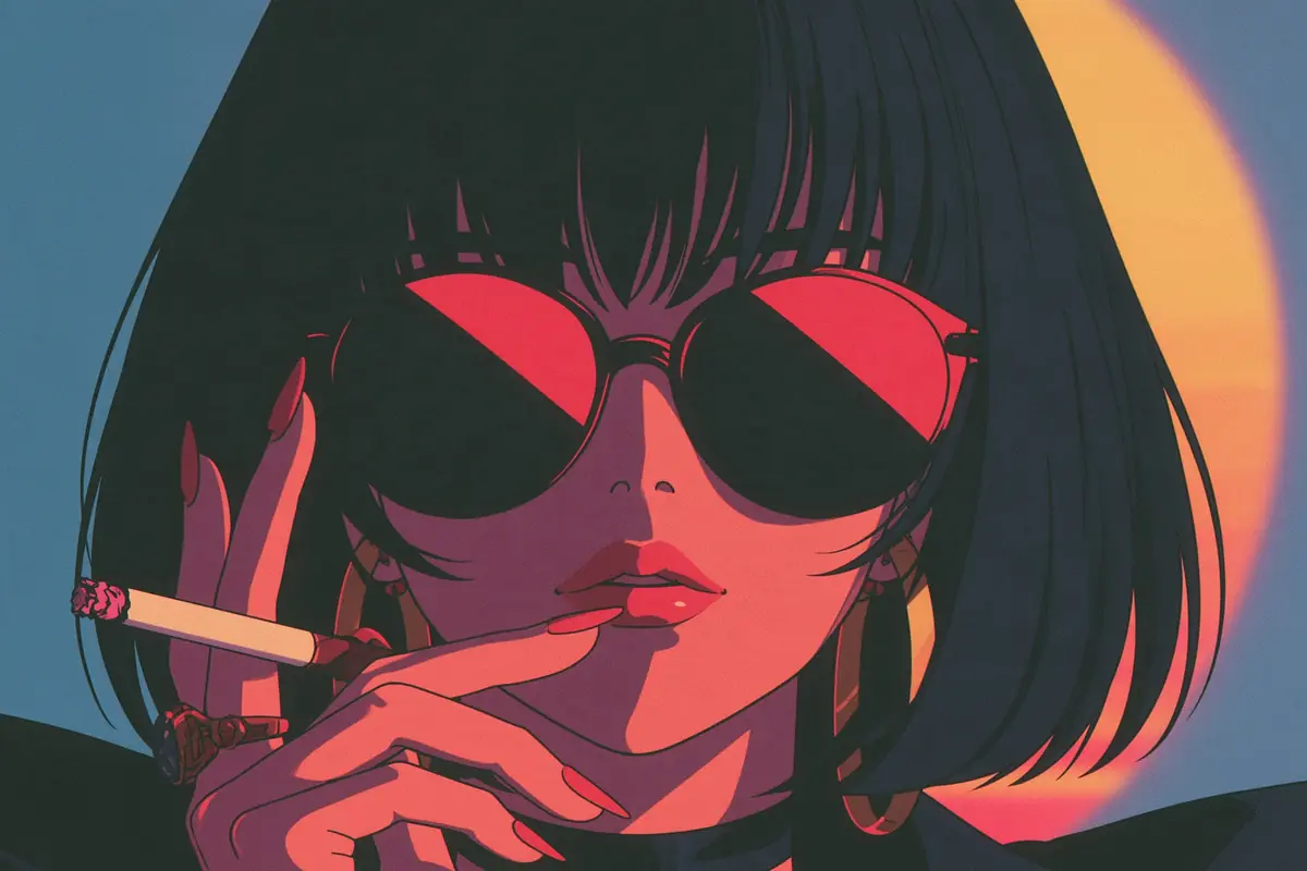 2D Cool Girl Portrait Midjourney提示词