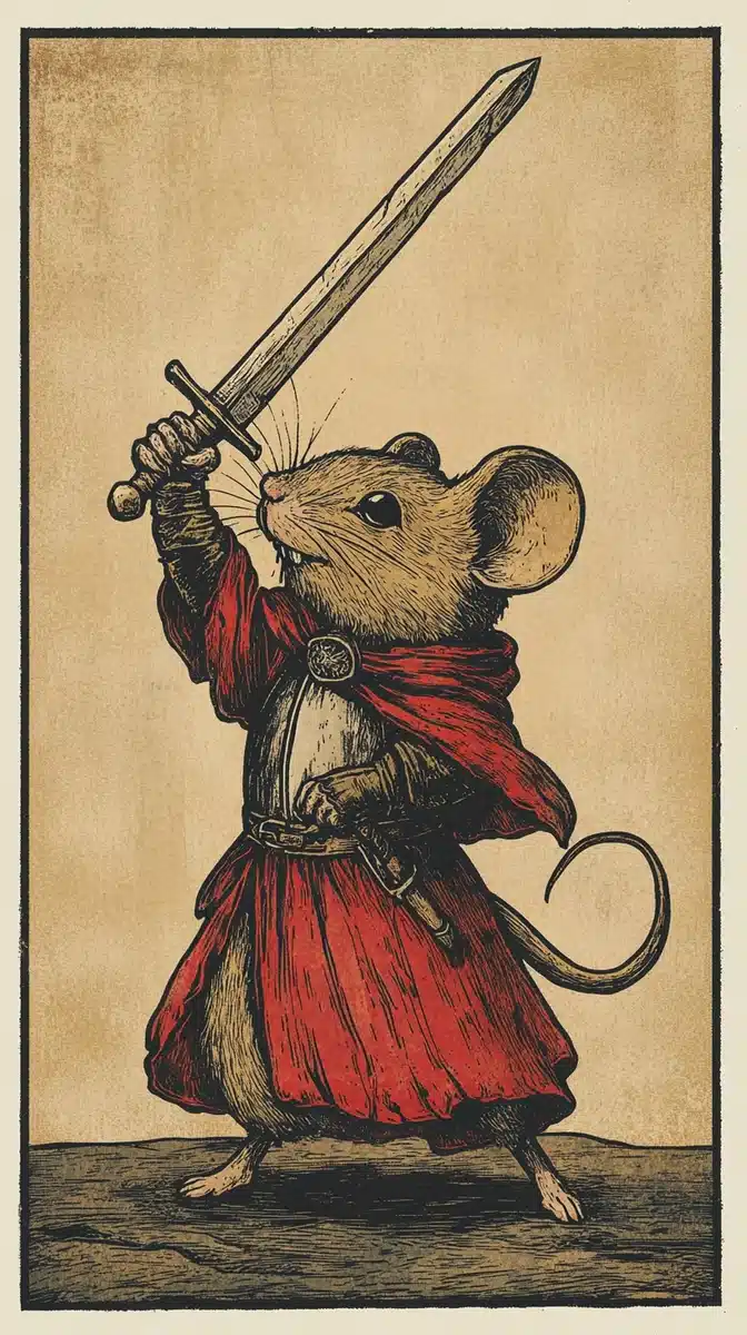 Medieval Knight Mouse Woodcut Midjourney提示词