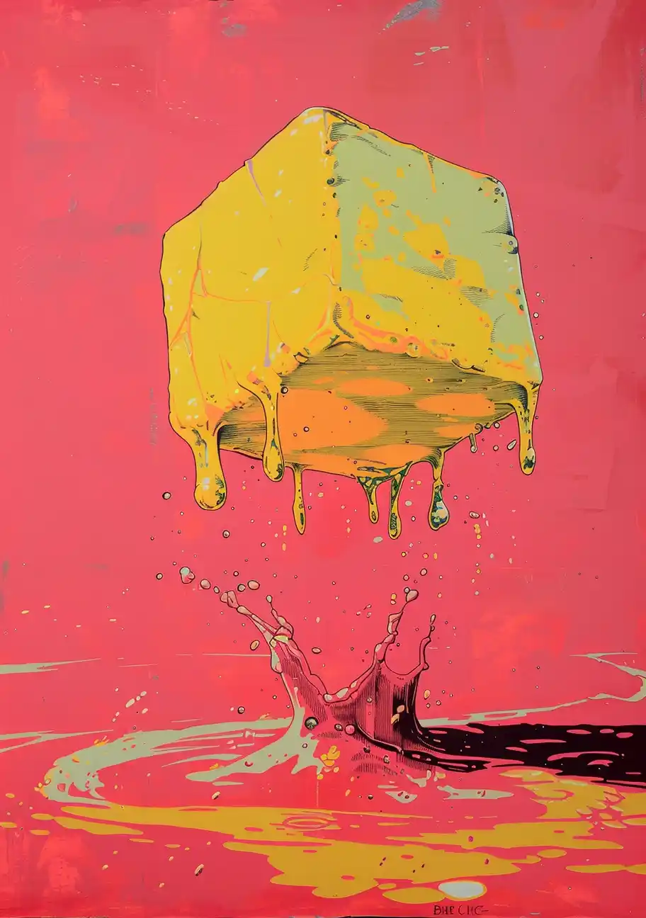 Neon Cube Splash Comic Midjourney提示词