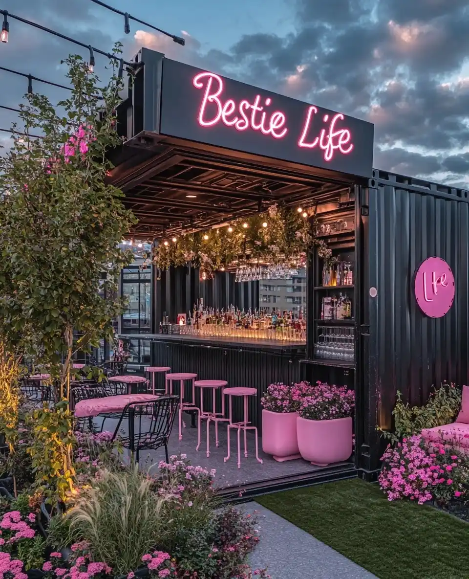 Modern Container Bar Garden Midjourney提示词