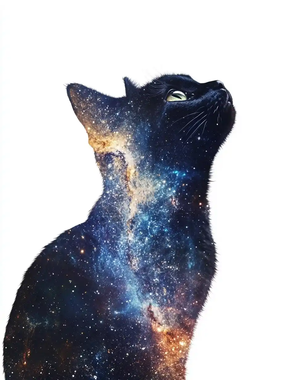 Double Exposure Cat Galaxy Midjourney 提示词生成效果