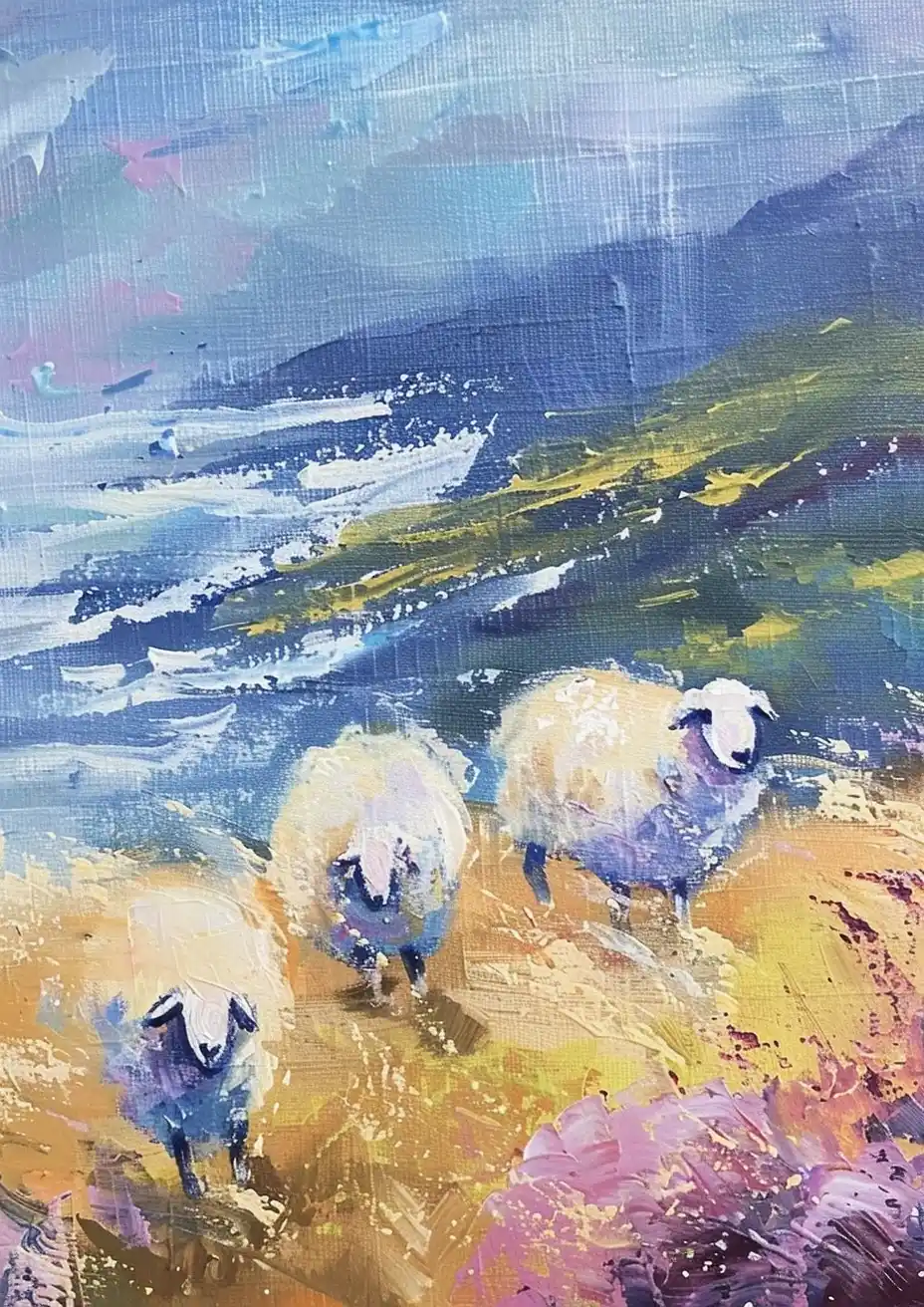 Colorful Sheep Seascape Midjourney提示词