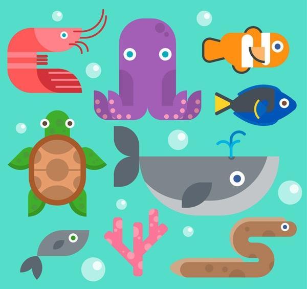 海洋动物设计矢量
