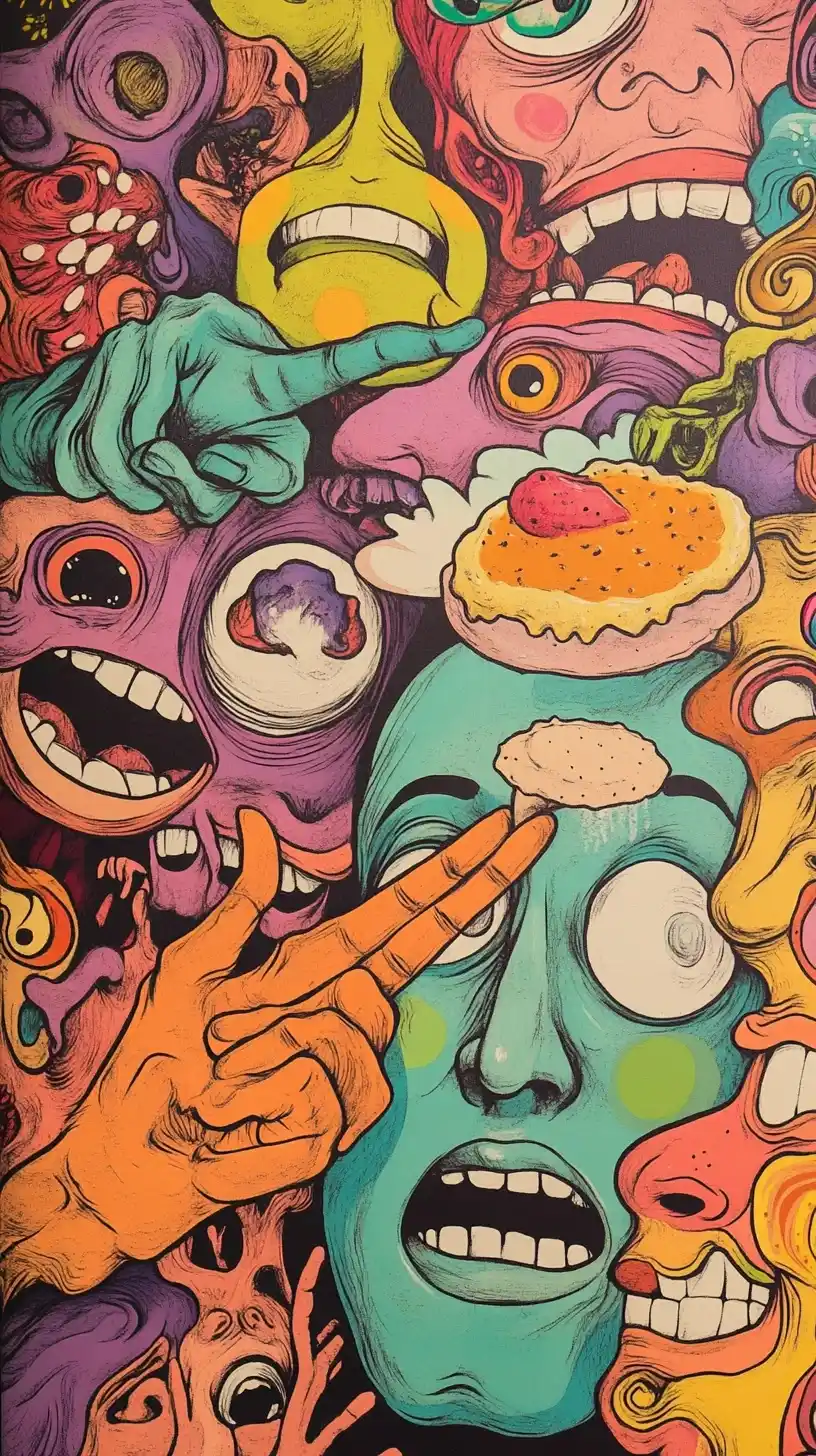 Surreal Faces on Wallpaper Midjourney提示词