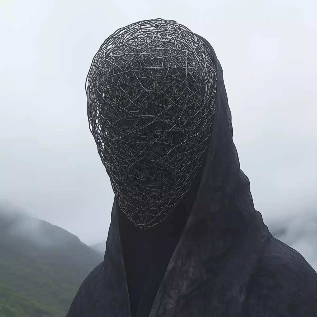 Mysterious Figure in Fog Midjourney提示词