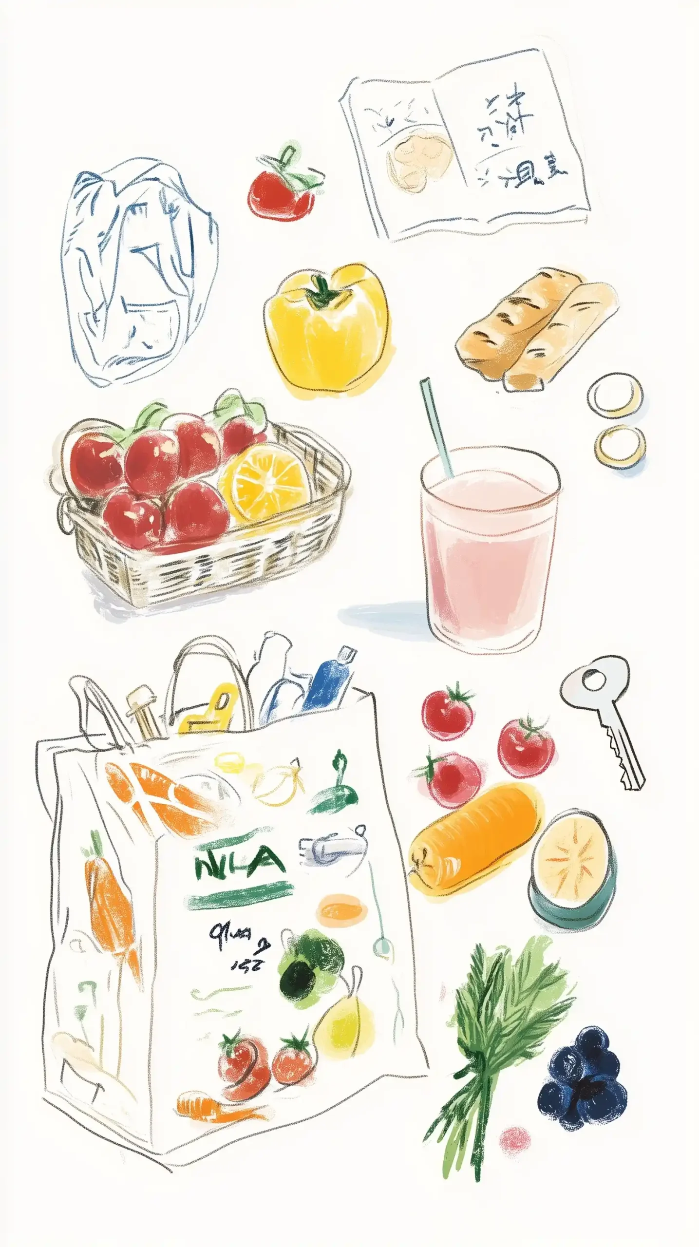 Pastel Grocery Still Life Midjourney提示词
