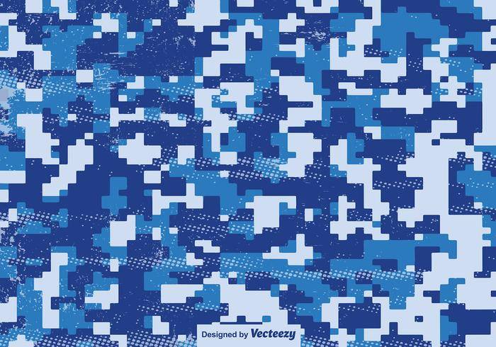 Multicam像素化图案蓝色矢量迷彩
