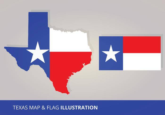 德克萨斯州旗和地图向量