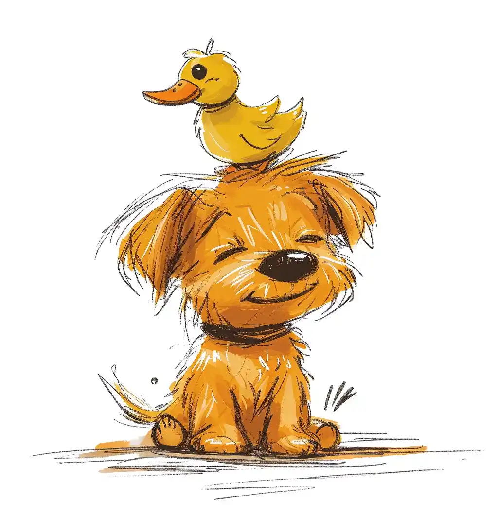 Duck Dog in Minimal Line Art Midjourney提示词