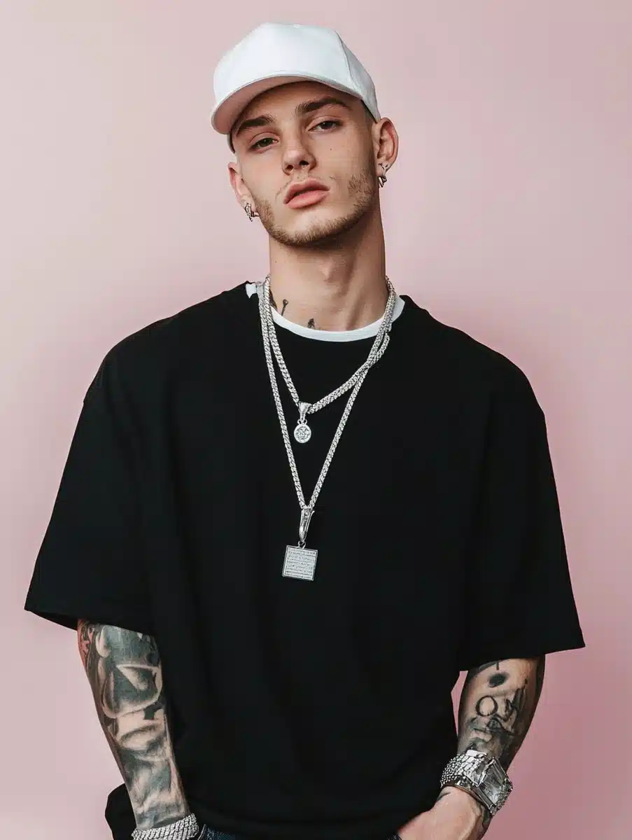 Fashionable Hip-Hop Male Portrait Midjourney提示词