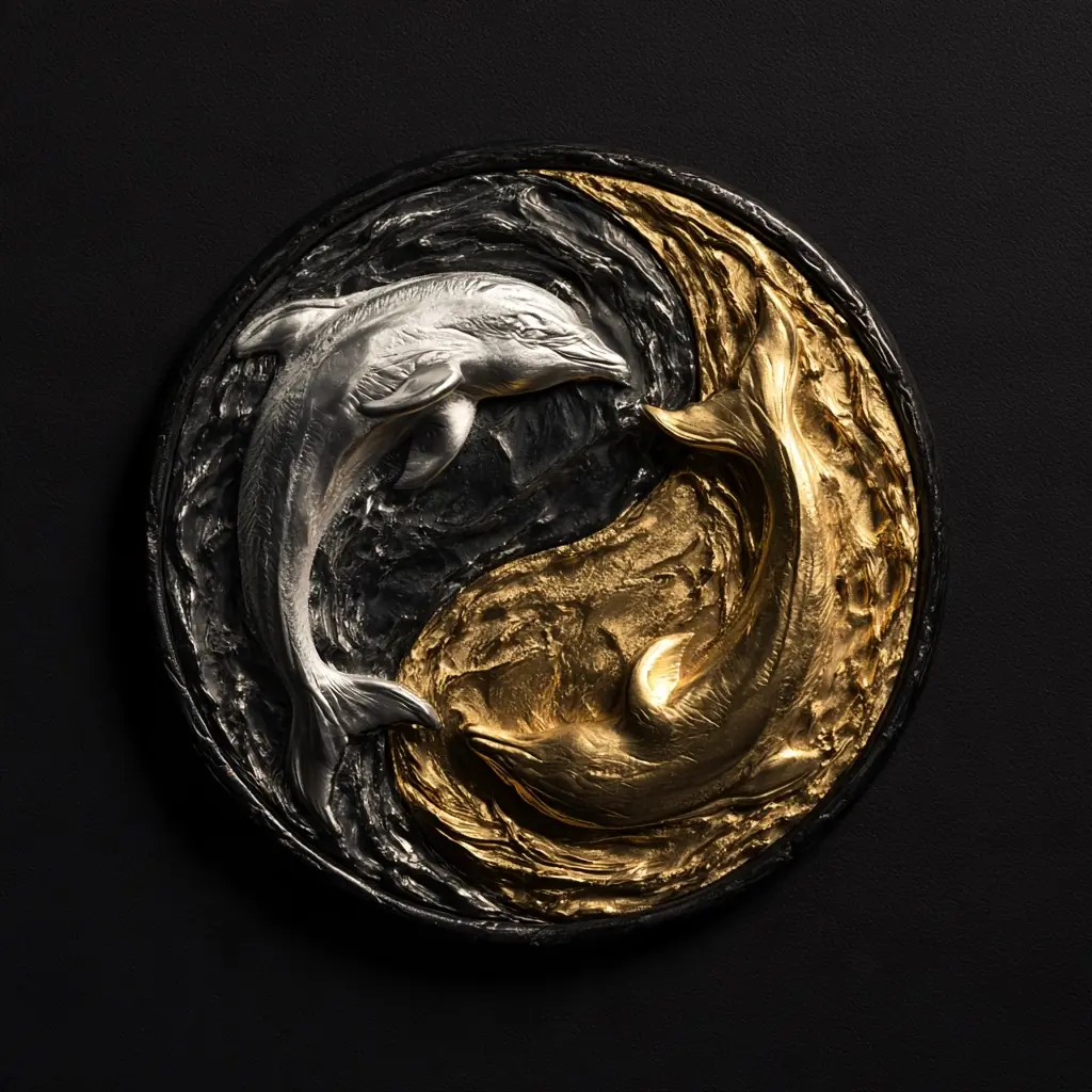 Modern Yin Yang Medallion Midjourney提示词