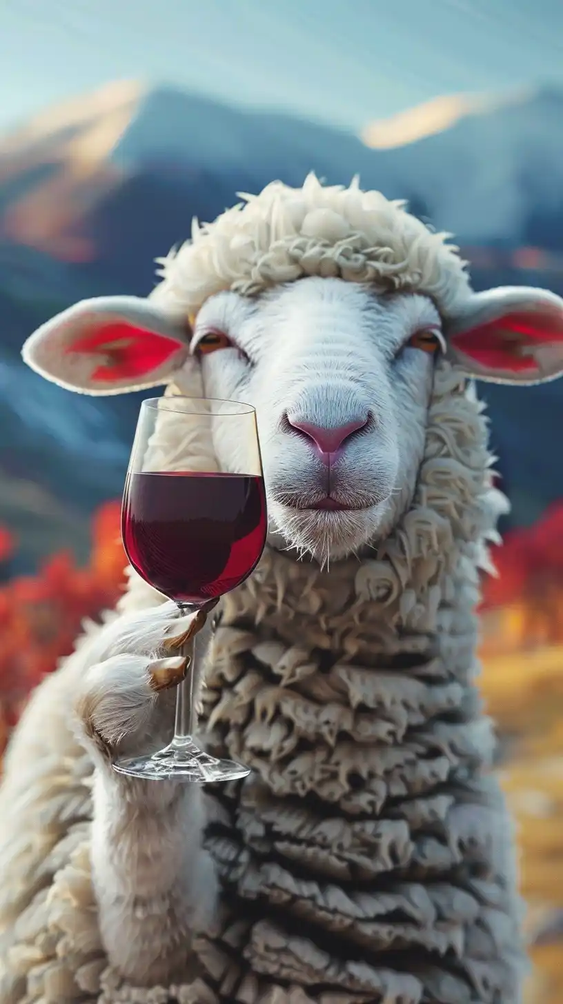 Realistic Sheep with Wine Midjourney提示词