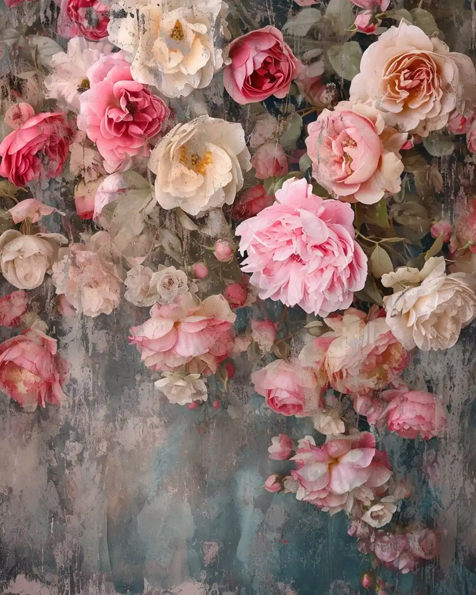 Shabby Chic Floral Wallpaper Midjourney提示词