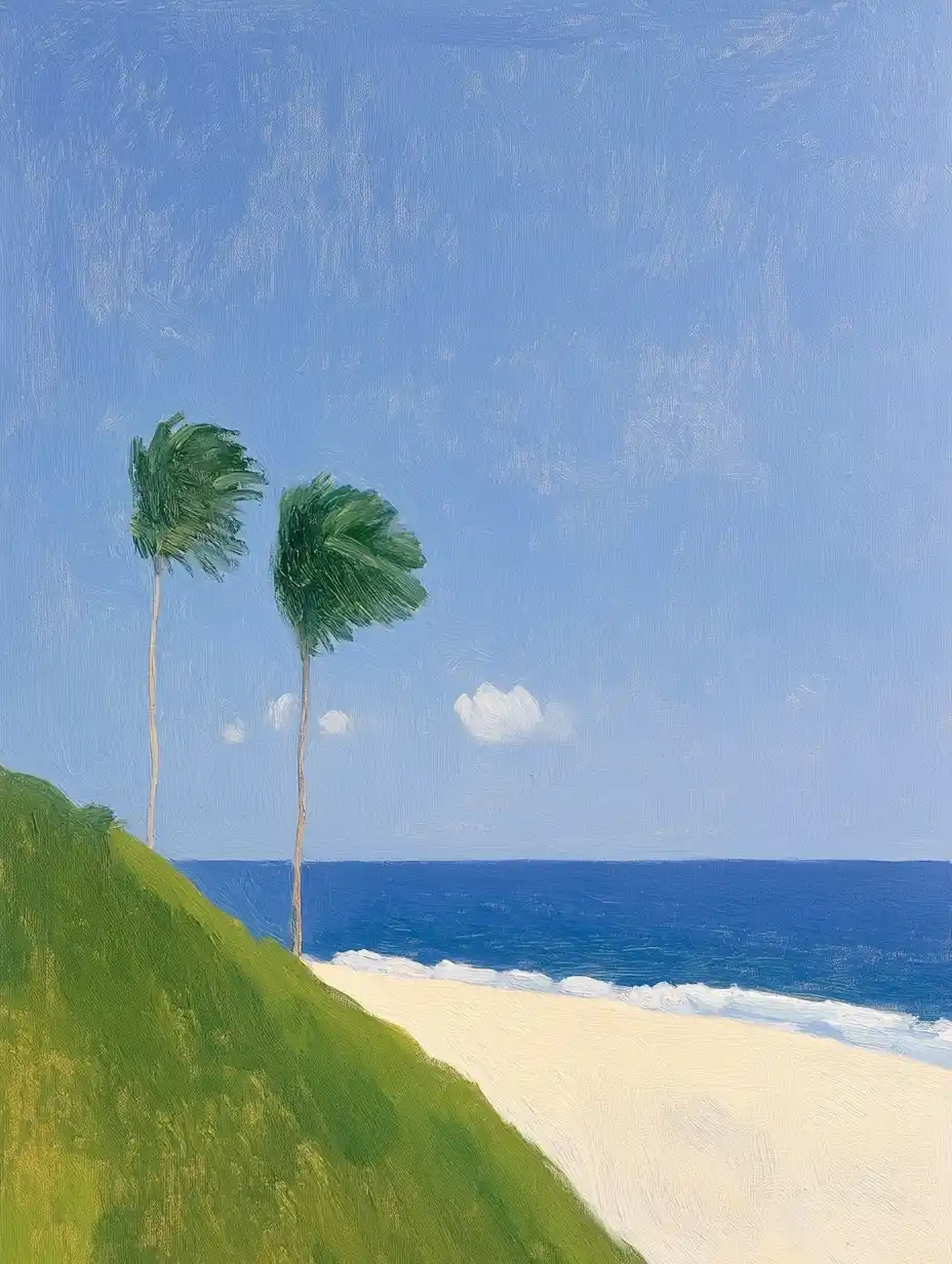 Tropical Shore Typhoon Painting Midjourney提示词