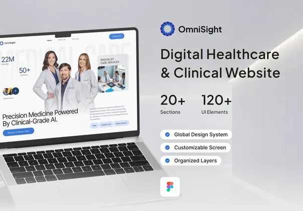 数字医疗网站UI套件（Omnisight），Omnisight - Digital Healthcare & Clinical Website