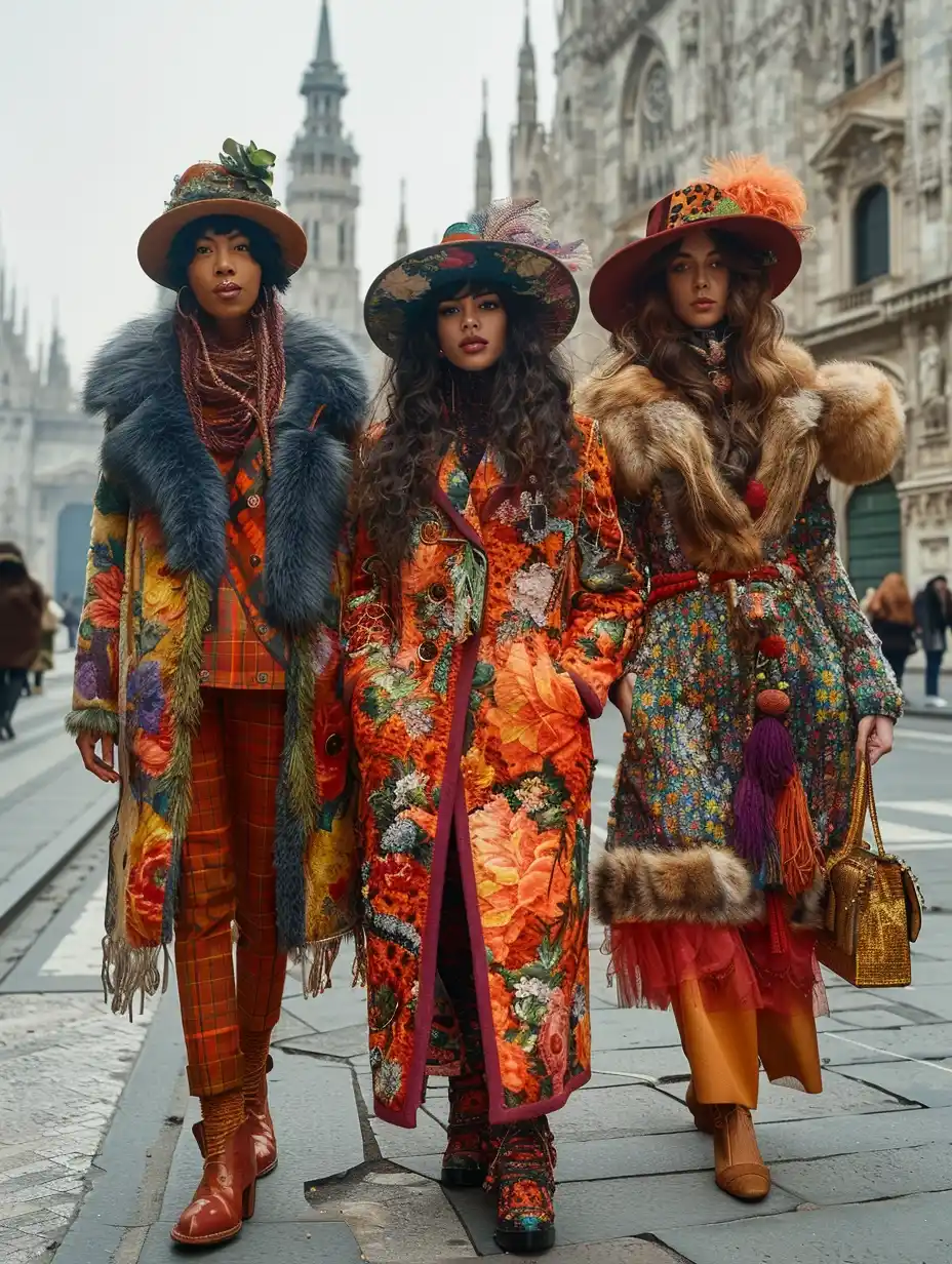 Vintage Fashion Parade Milan Midjourney提示词