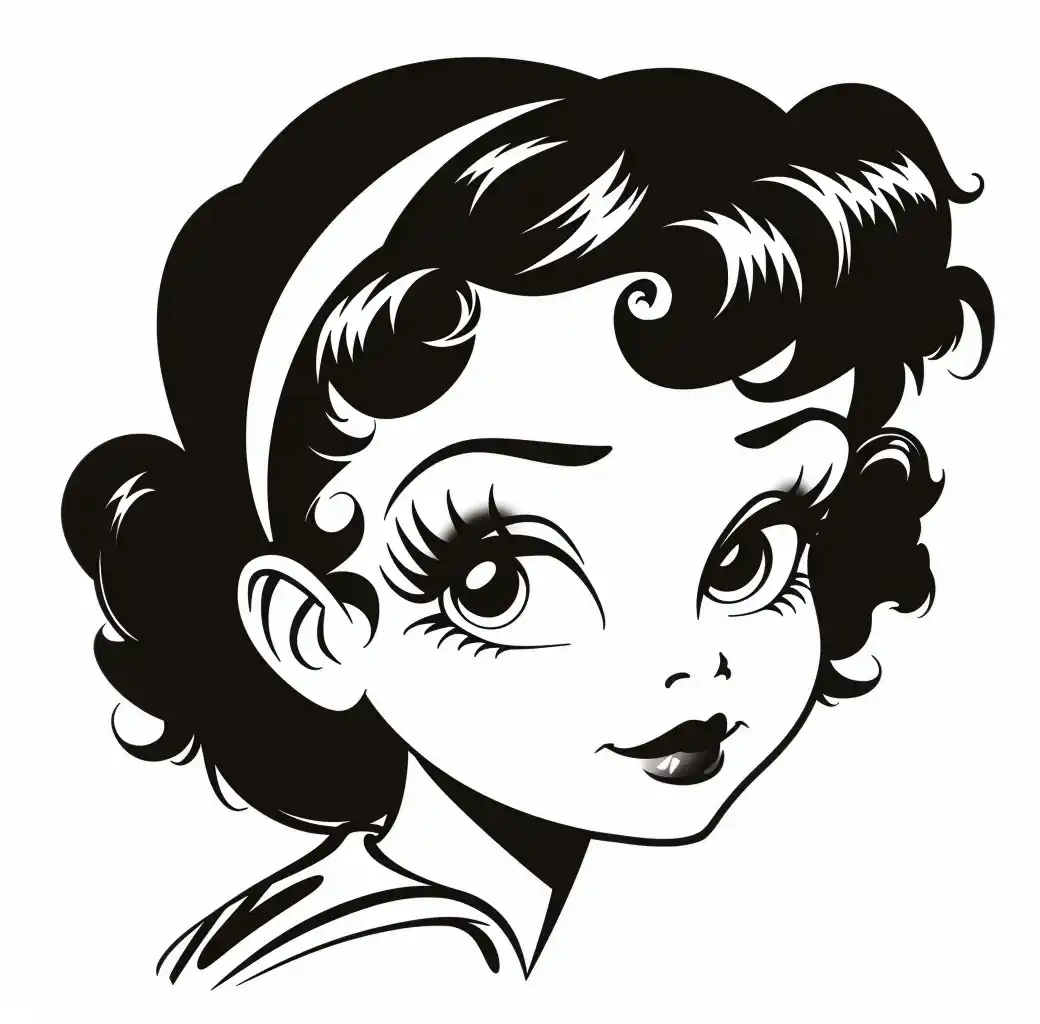 Clipart Betty Boop Portrait Midjourney 提示词生成效果