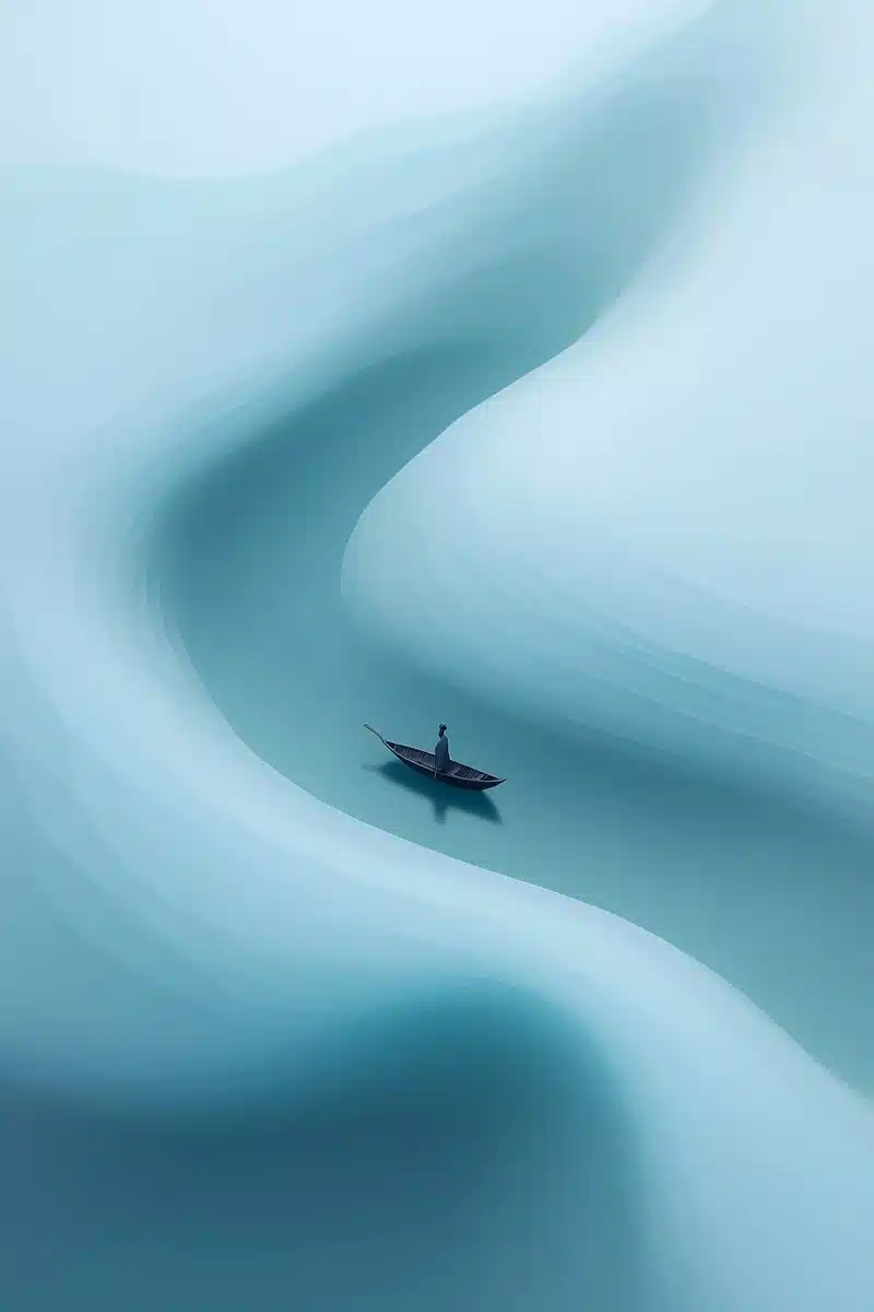 Abstract Jiangnan River Scene Midjourney提示词