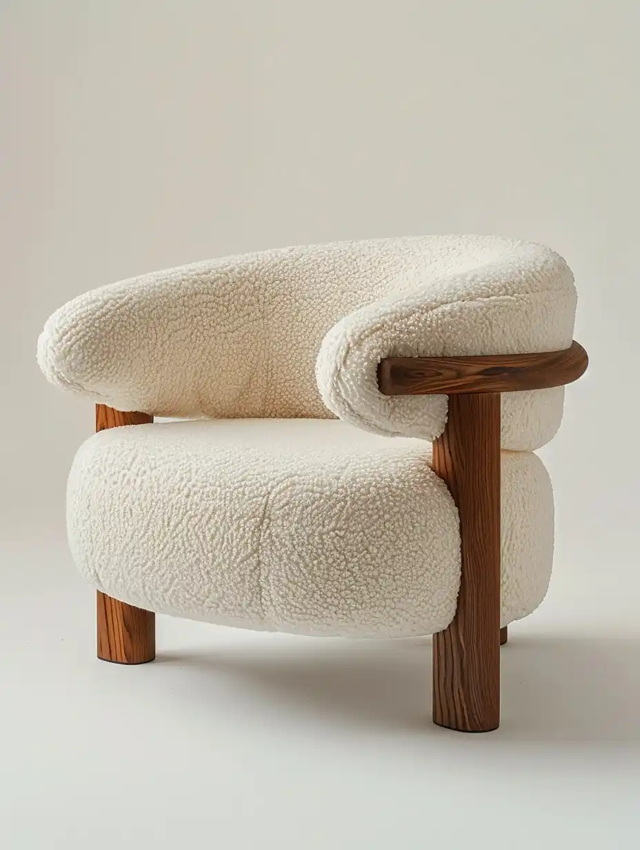 Scandi Wooden Armchair Midjourney提示词