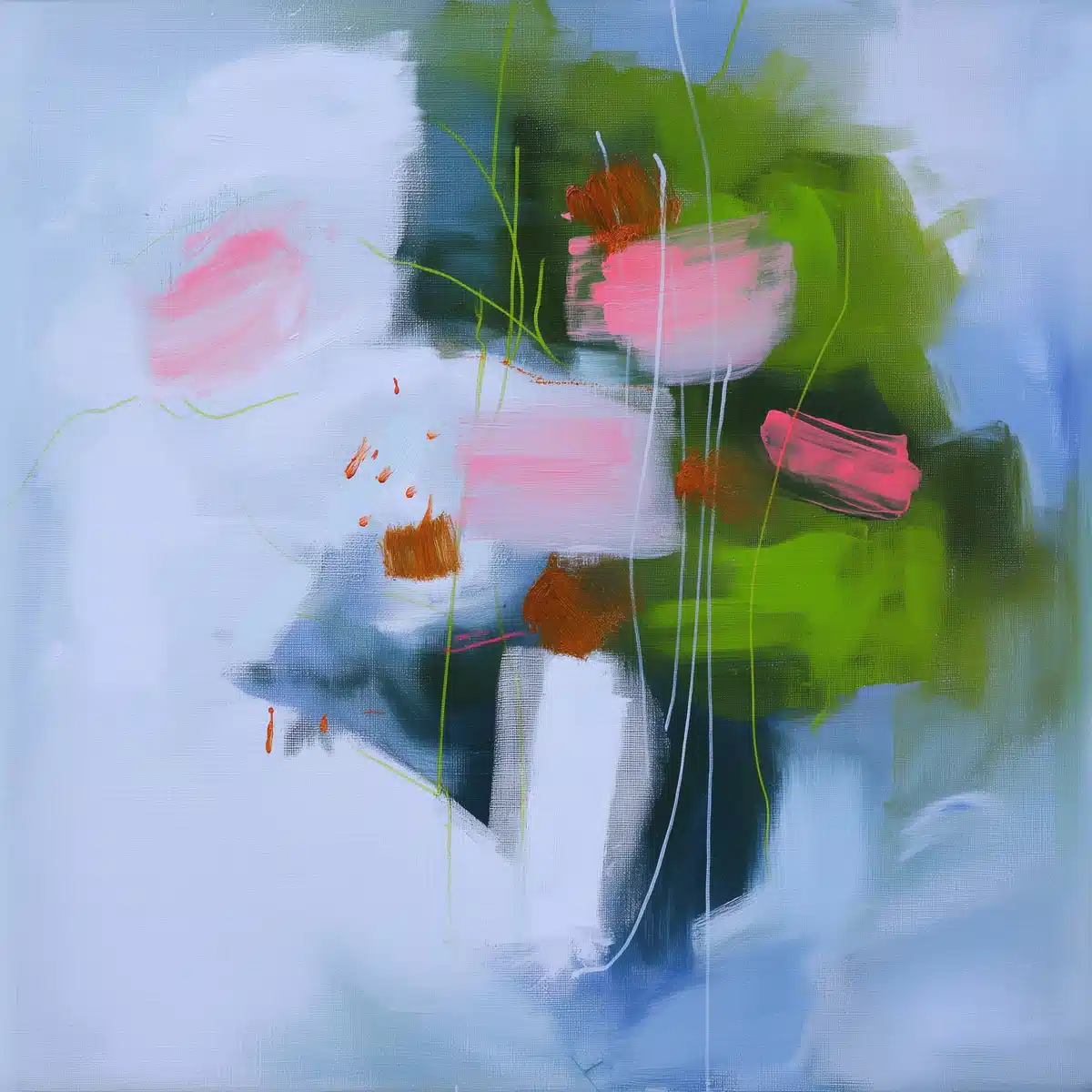 Abstract Pink Shapes Canvas Midjourney提示词