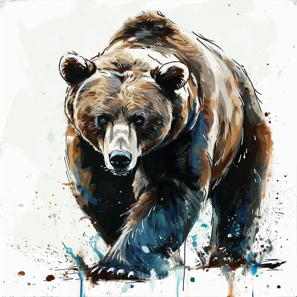 Realistic Bear in Comic Style Midjourney提示词