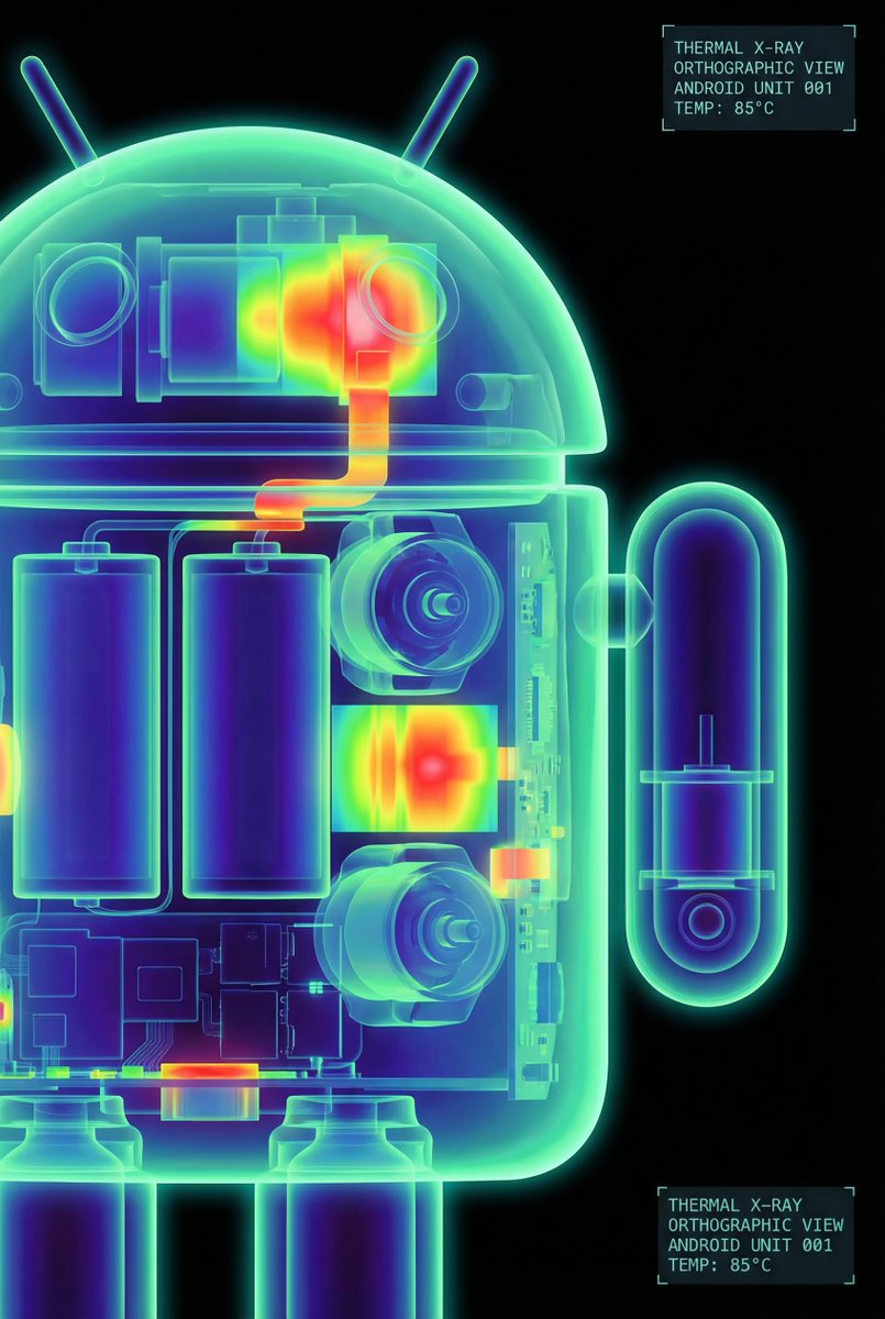 Bugdroid Internal Scan | Sci-Fi Thermal X-Ray Robot Art Nano Banana提示词
