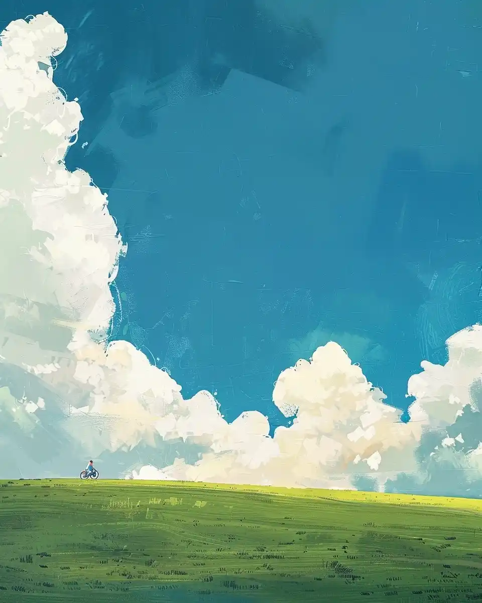 Flat Grassland Bicycles Midjourney提示词