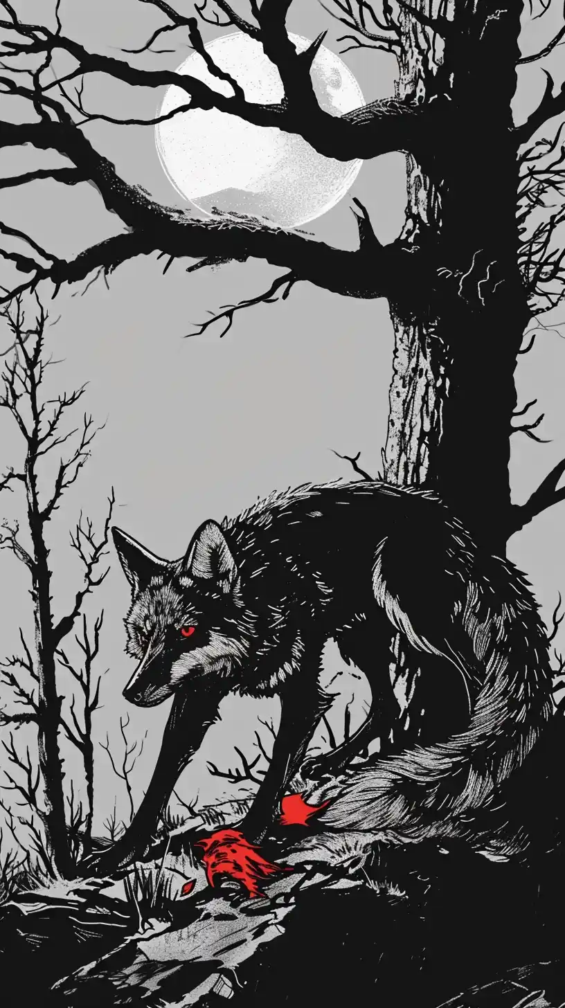 Hand-drawn Black Fox Ilya Kushinov x Miyazaki Hayao Midjourney提示词