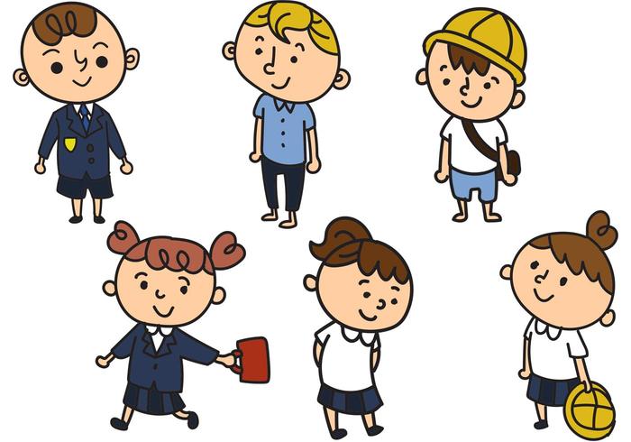 制服动画片传染媒介的学童
