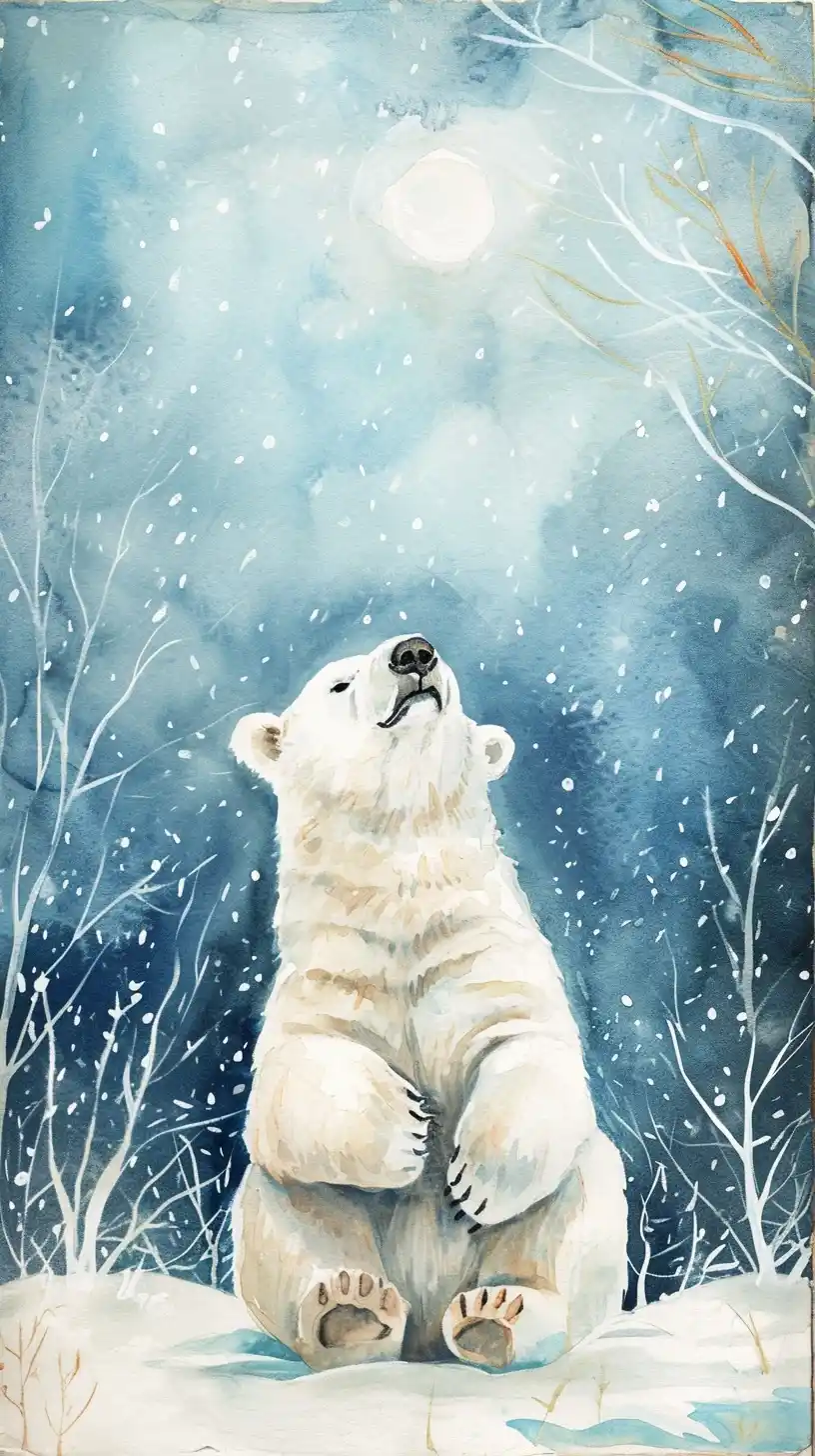 Winters Tale Polar Bear Midjourney提示词