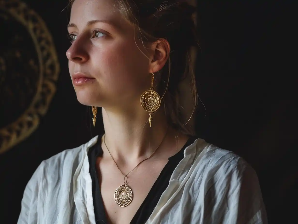 Golden Necklace Portrait Midjourney提示词