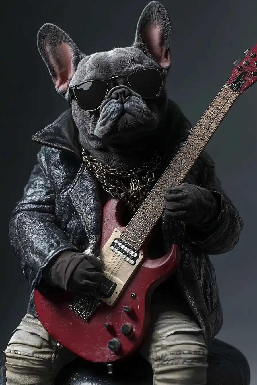 Ultra-Realistic Rocker Bulldog Midjourney提示词