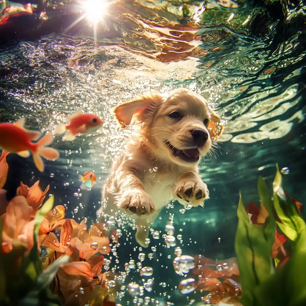 Underwater Puppy Photography Midjourney提示词