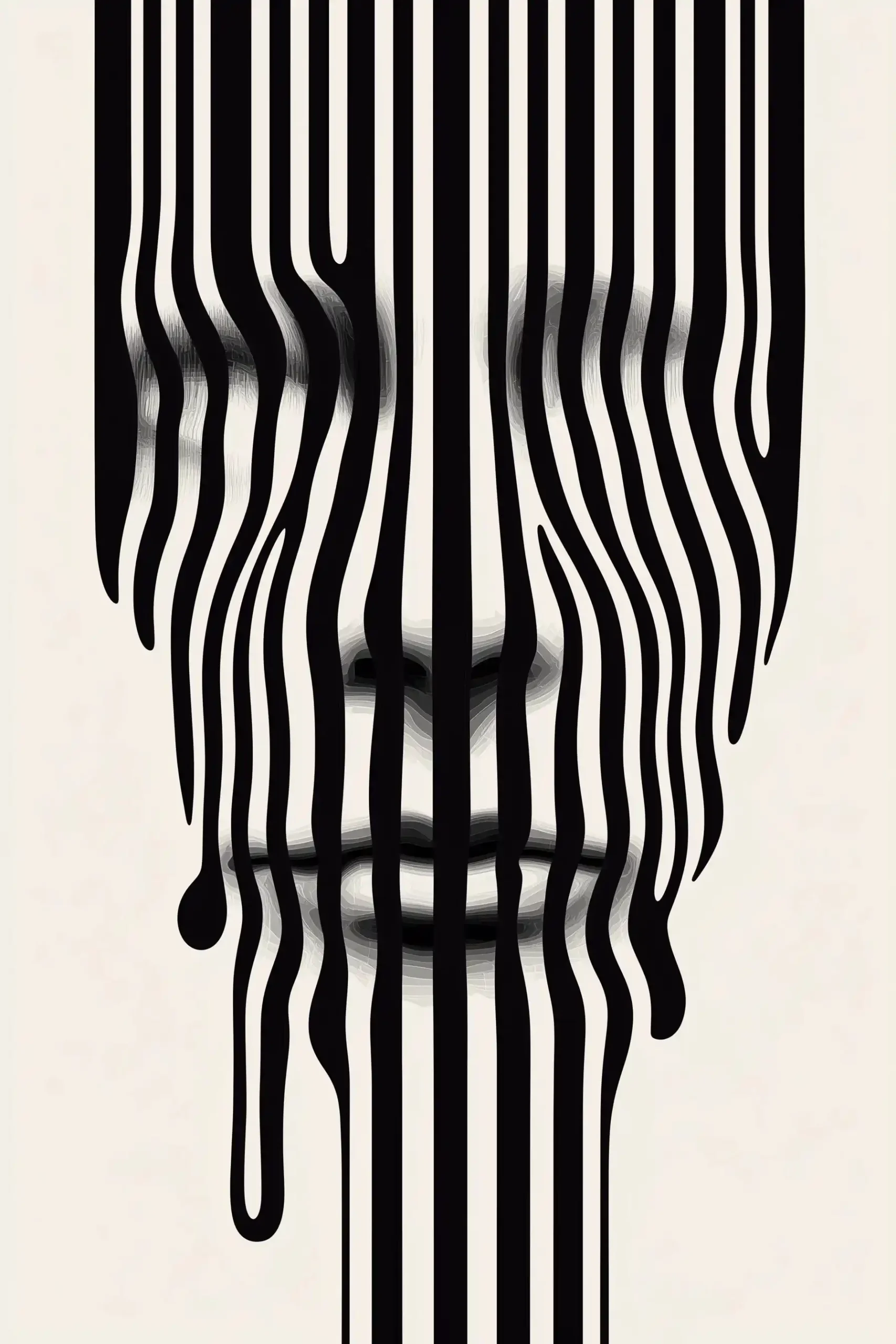 Symmetrical Melting Face Vector Midjourney提示词
