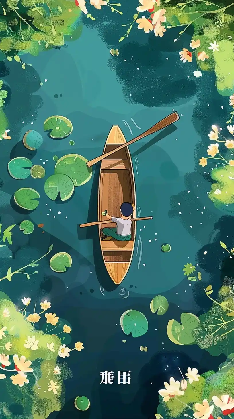 Chinese Lake View Poster Midjourney提示词