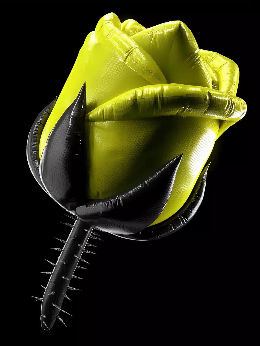 3D Inflatable Yellow Rose Midjourney提示词