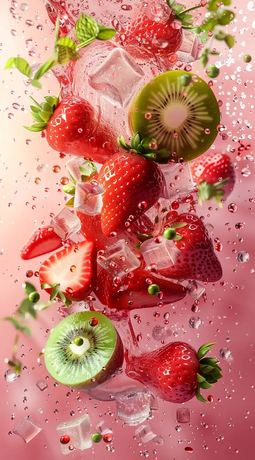 Dynamic Fruit Vortex Poster Midjourney提示词