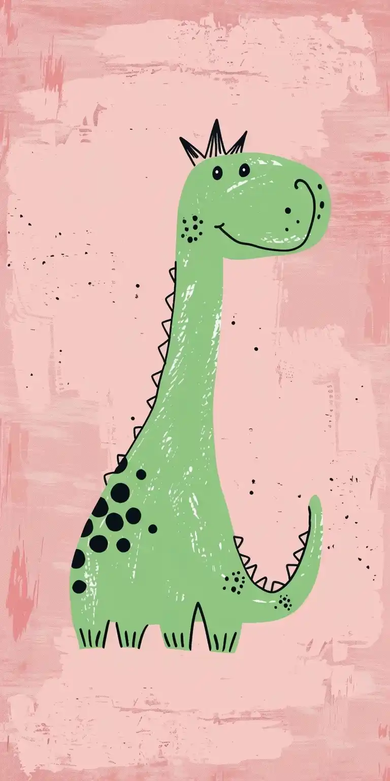 Crayon Dino on Pink Midjourney提示词