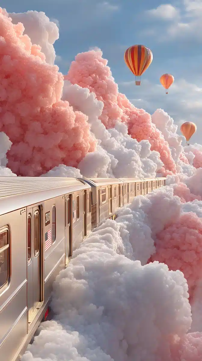 Dreamlike Train in Clouds Midjourney提示词