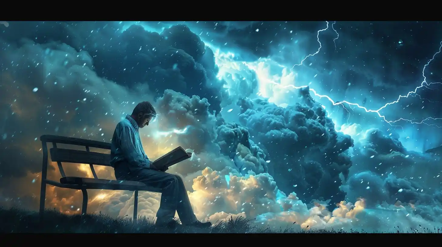 Bench Reader Stormscape Midjourney提示词